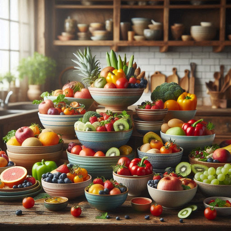 Collection de bols de présentation élégants avec aliments variés pour art de la table raffiné