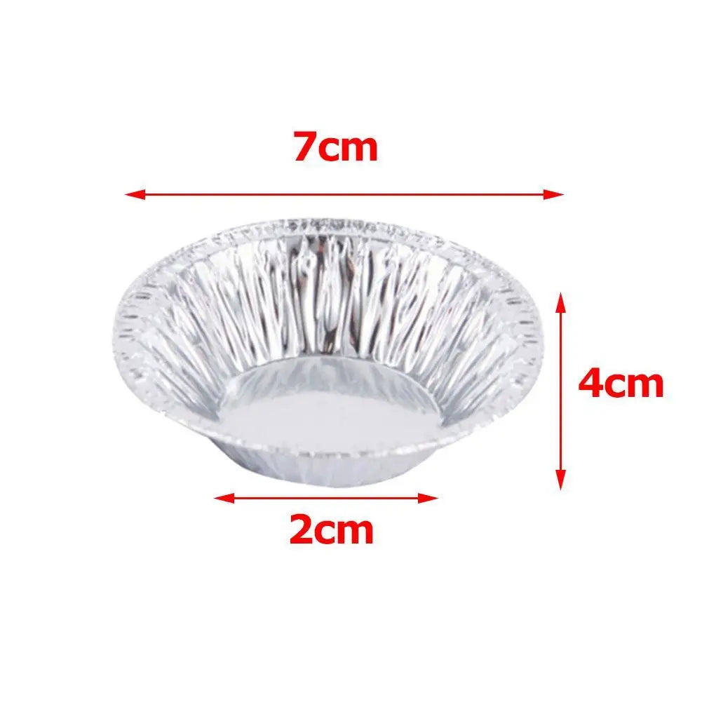100 Moules Jetables Aluminium – Egg Tarts, Muffins, Cakes dimensions 7 cm de diamètre et 4 cm de hauteur