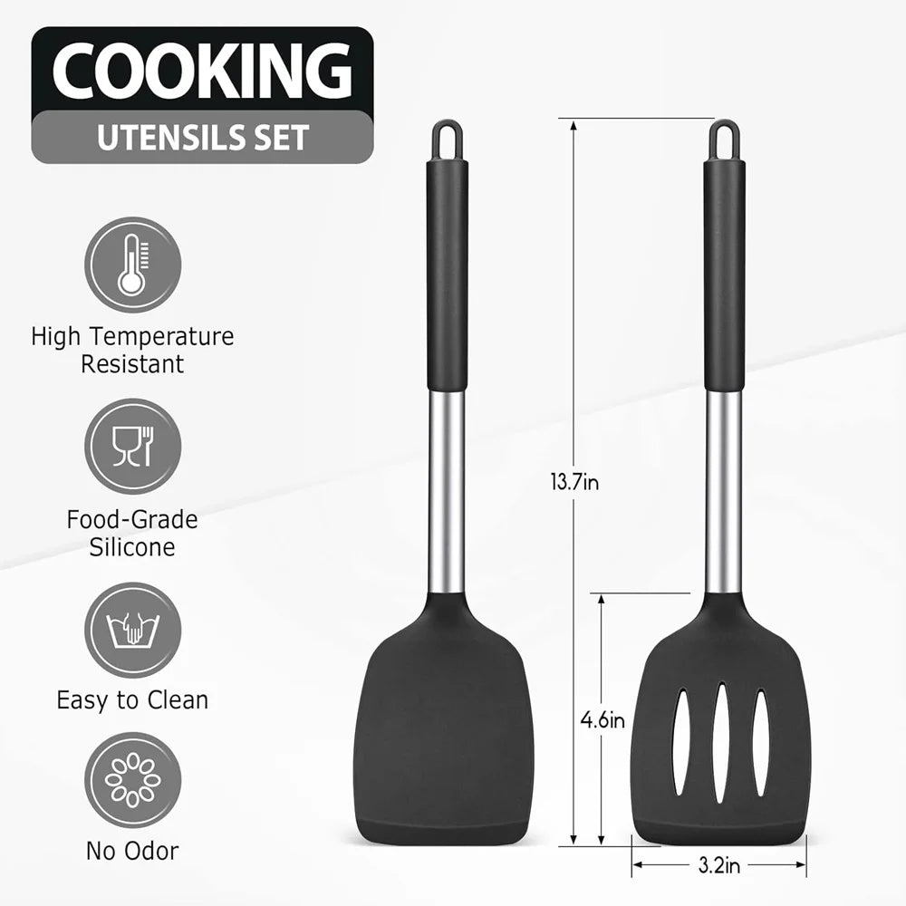 Spatules silicone inox haute résistance – Set 2 spatules , présentation des dimensions de ce set