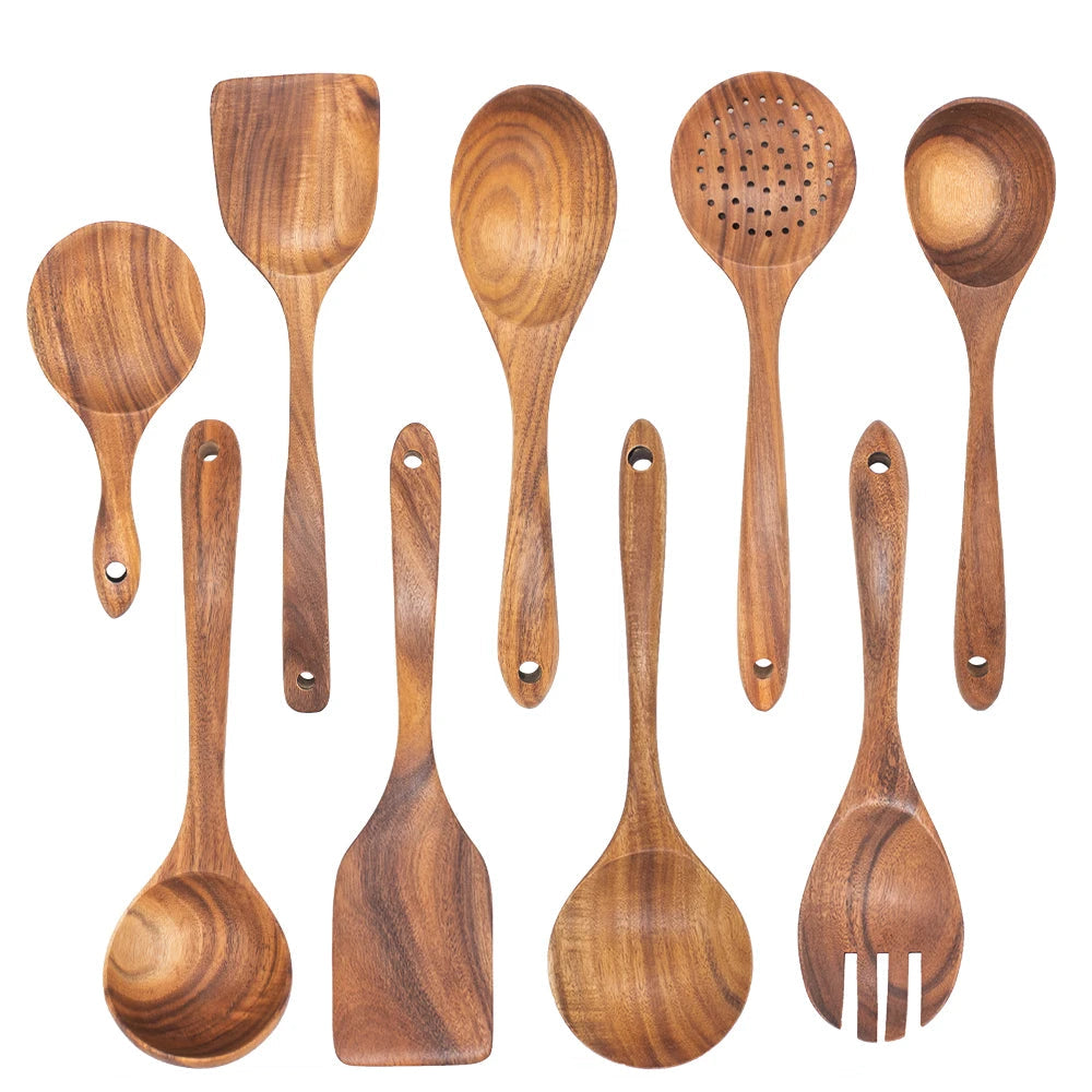 Teak Wood Kitchen Utensil Set – Durable & Eco-Friendly