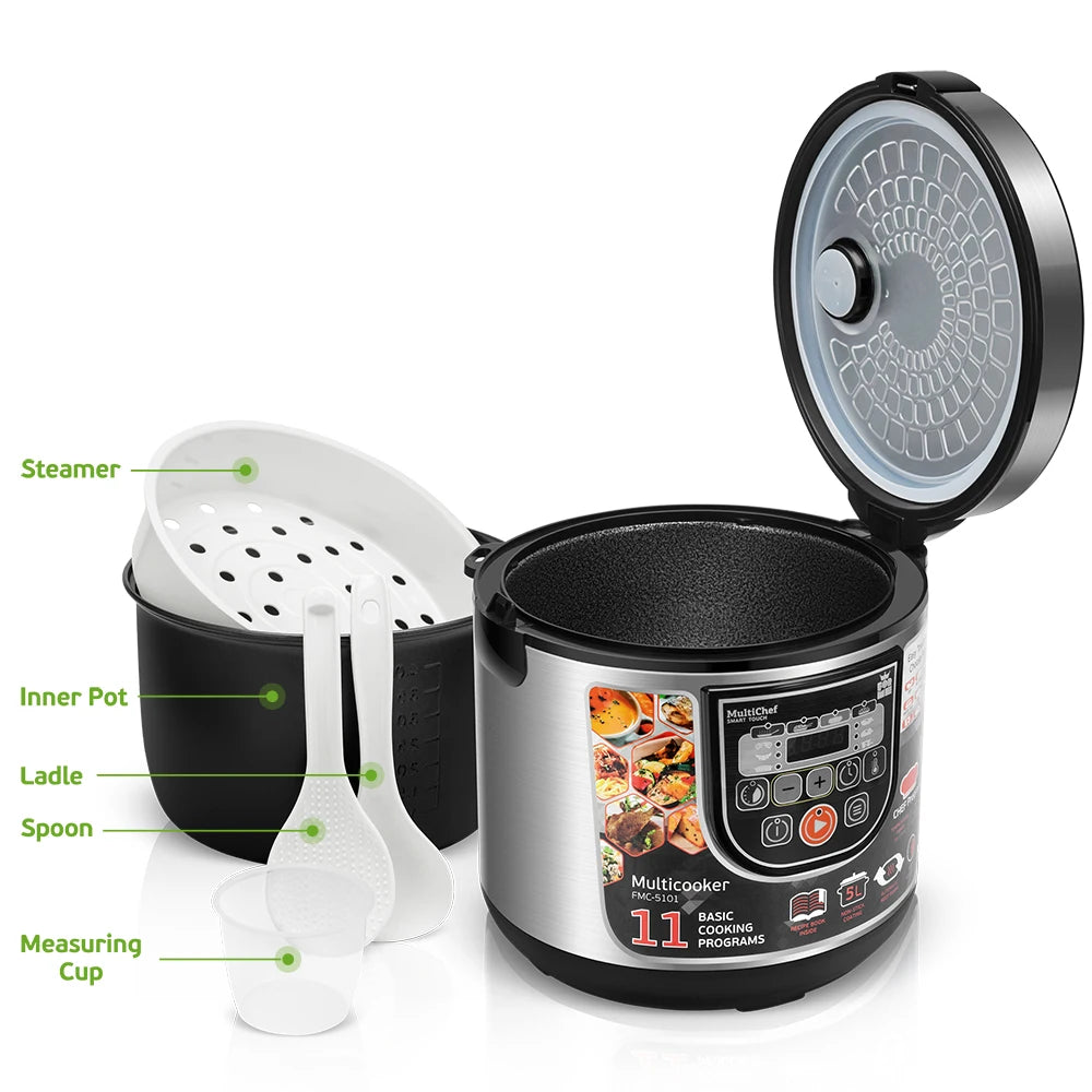 Multicuiseur Électrique ForMe 11 Programmes – Cuisson Multifonction 5L avec Écran LED et Revêtement Antiadhésif - Ustensile de chef