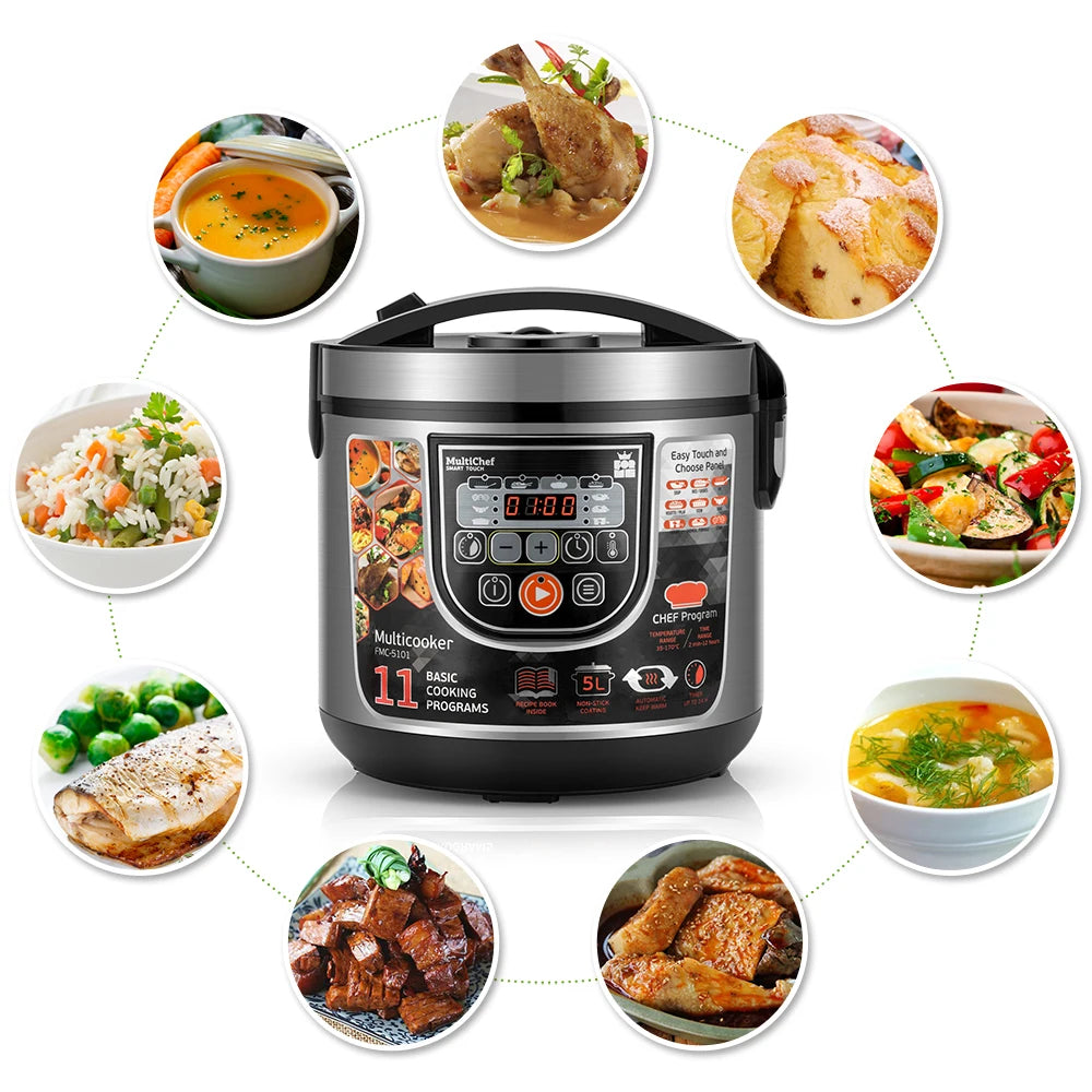 Multicuiseur Électrique ForMe 11 Programmes – Cuisson Multifonction 5L avec Écran LED et Revêtement Antiadhésif - Ustensile de chef