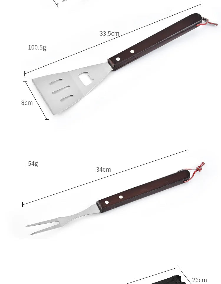 Kit d'Outils de Barbecue en Acier Inoxydable – Résistant à la Chaleur et Facile à Nettoyer, Pour 1 à 5 Personnes - Ustensile de chef