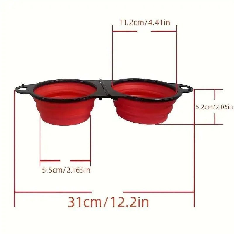 Pack Chien Complet – Voyage, Balade & Urgences Canines - dimensions de la gamelle rouge en silicone