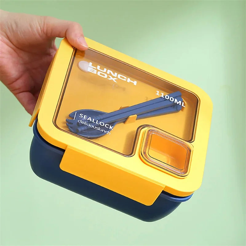 Lunch Box Micro-Ondable avec Couverts 1100 ml Bleu