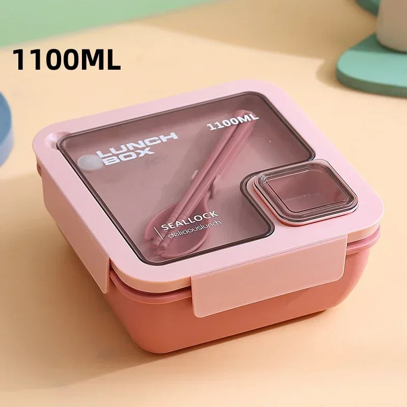 Lunch Box Micro-Ondable avec Couverts 1100 ml rose