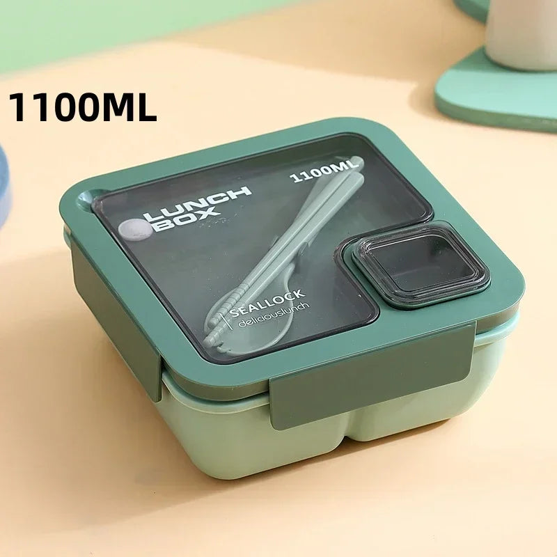 Lunch Box Micro-Ondable avec Couverts 1100 ml vert