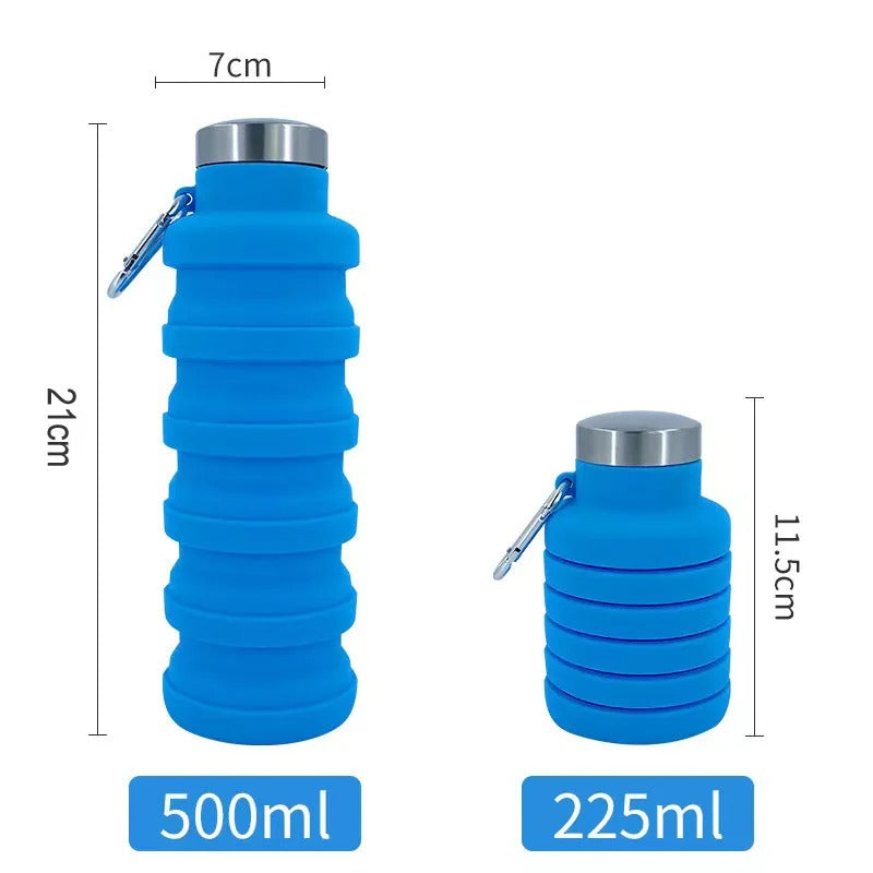 Pack Voyage pour Chien – Balade et Équipements d’Urgence - dimensions de la gourde bleu pliable