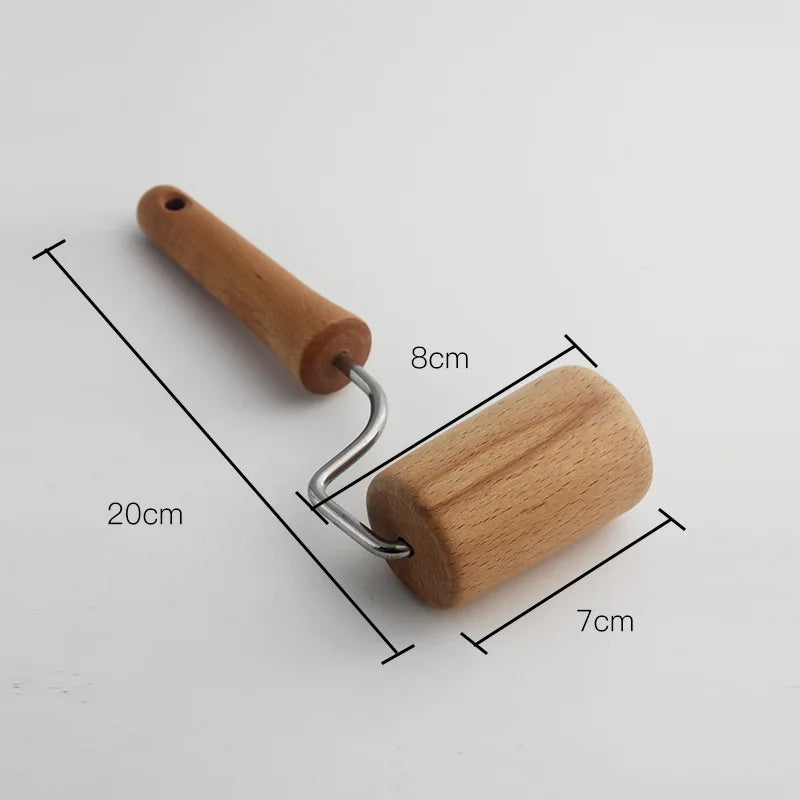 Petit Rouleau pâtisserie bois inox – Précis pour pizza avec mesures 20 cm x 7 cm x 8 cm