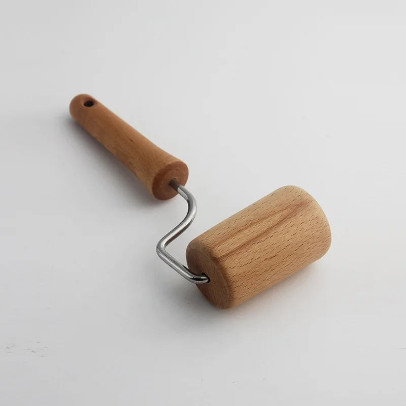 Petit Rouleau pâtisserie bois inox – Précis pour pizza avec manche ergonomique en bois et rouleau robuste