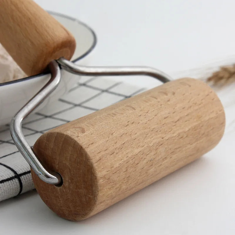 Petit Rouleau pâtisserie bois inox – Précis pour pizza avec manche en bois et support en inox