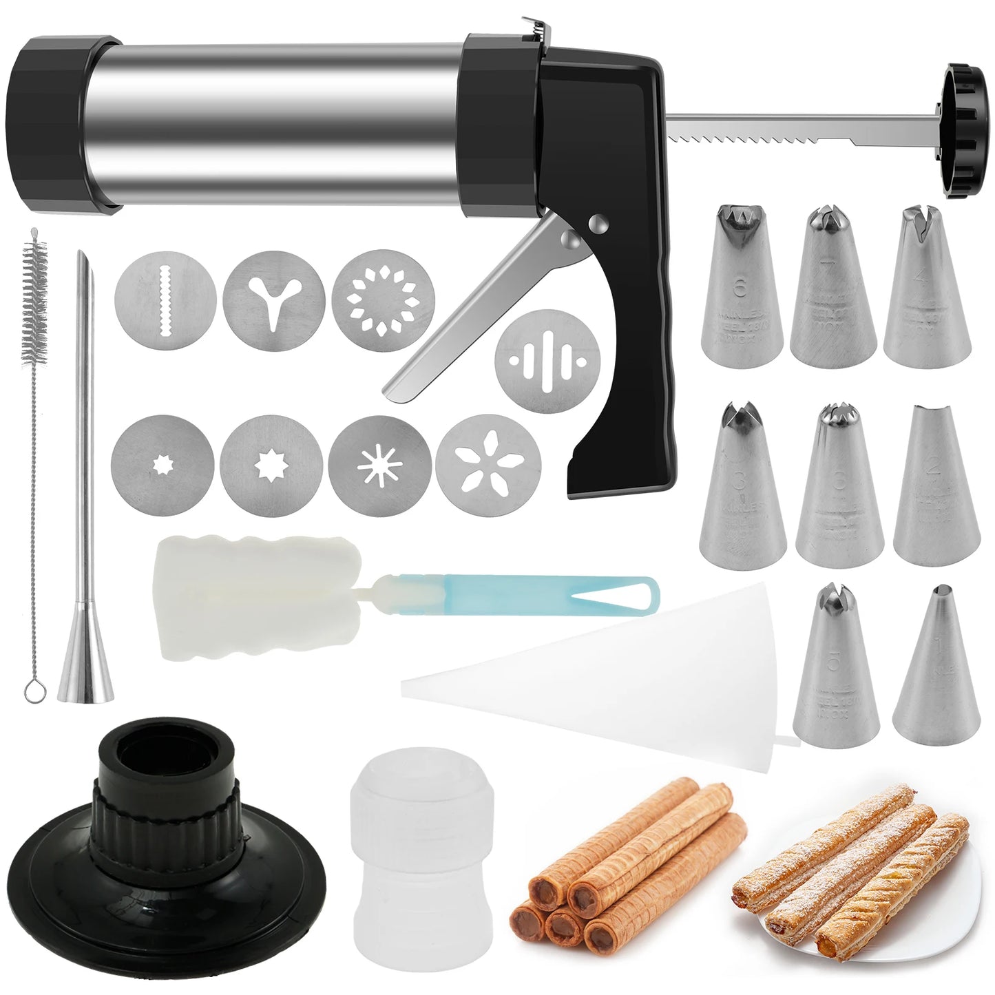 Pistolet à Pâtisserie Multifonction – Churros & Biscuits Inox - Ustensile de chef