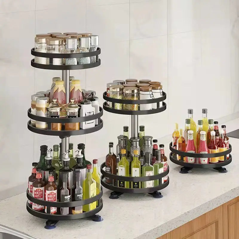Support Rangement à Épices Rotatif 360° en Acier Carbone - Ustensile de chef