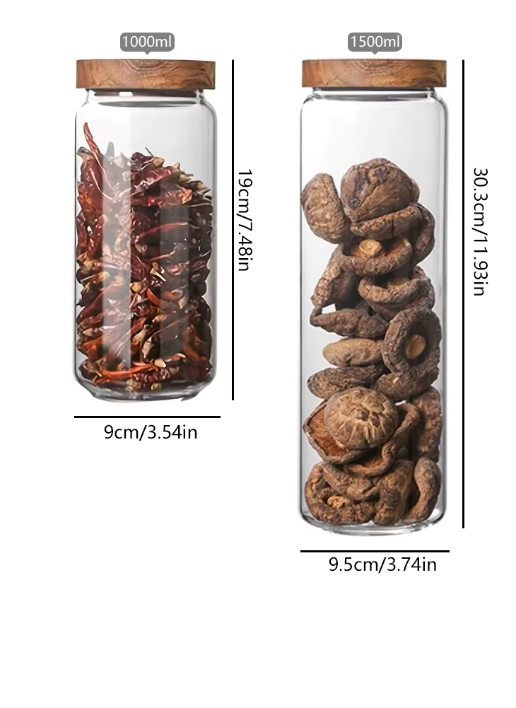 Bocal de Conservation en Verre avec Couvercle en Bambou