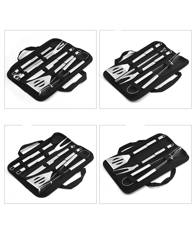 Kit d'Outils de Barbecue en Acier Inoxydable – Résistant à la Chaleur et Facile à Nettoyer, Pour 1 à 5 Personnes - Ustensile de chef