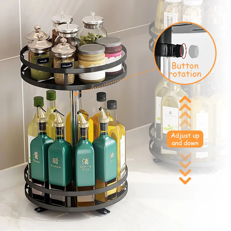 Support Rangement à Épices Rotatif 360° en Acier Carbone - Ustensile de chef