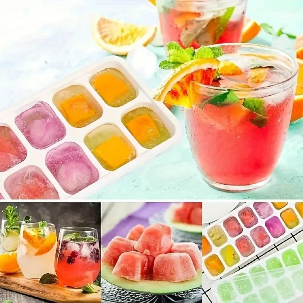 Moule à Glaçons 4PCS en Silicone avec Couvercle Anti-Fuite – 14 Glaces Faciles à Démouler – Écologique & Réutilisable - Ustensile de chef
