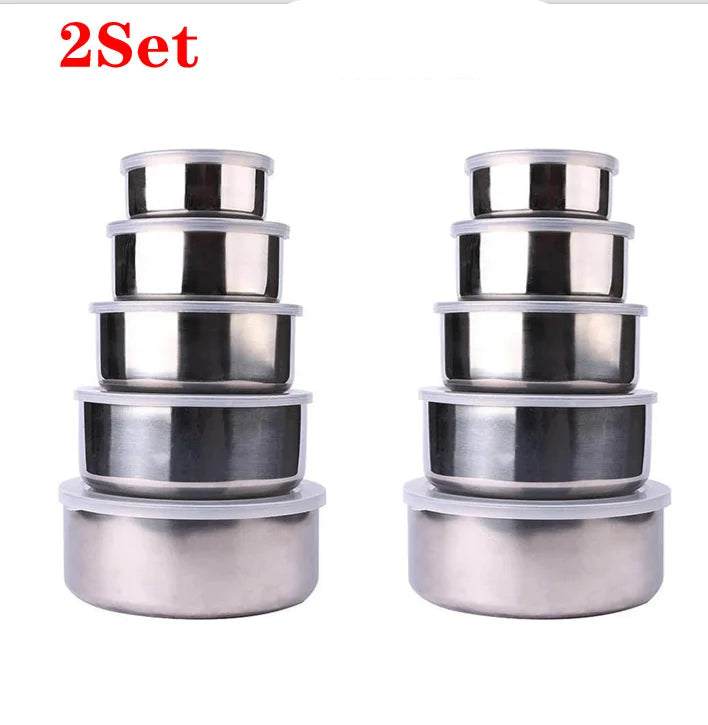 Set de Bols en Acier Inoxydable 5 Pièces – Bols Empilables Eco-Friendly pour Mélanger et Cuire - Ustensile de chef