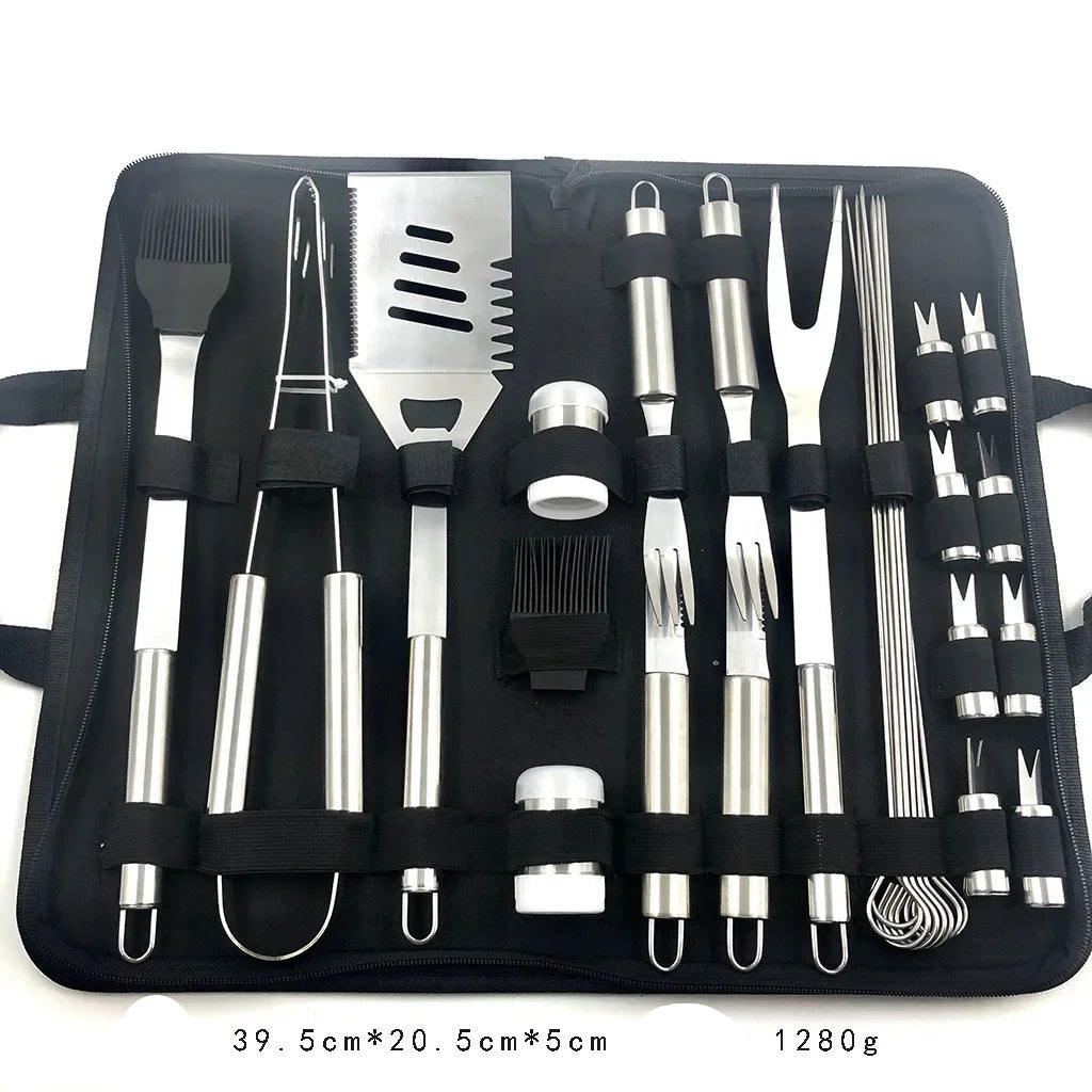 Kit d'Outils de Barbecue en Acier Inoxydable – Résistant à la Chaleur et Facile à Nettoyer, Pour 1 à 5 Personnes - Ustensile de chef