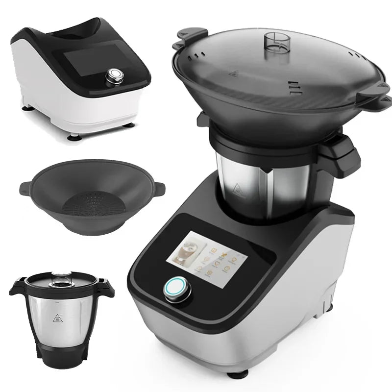 Robot de Cuisine Commercial avec Contrôle Wi-Fi et Recettes Digitales – Accessoires Inclus (Lame de Hachage, Couvercle Verrouillable, Spatule) - Ustensile de chef