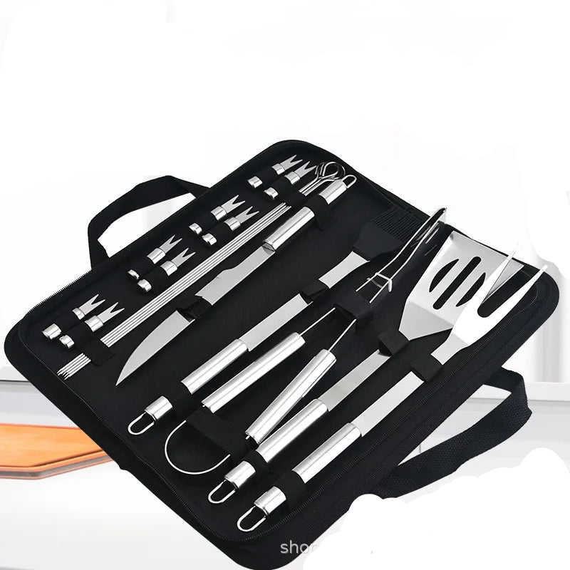 Kit d'Outils de Barbecue en Acier Inoxydable – Résistant à la Chaleur et Facile à Nettoyer, Pour 1 à 5 Personnes - Ustensile de chef