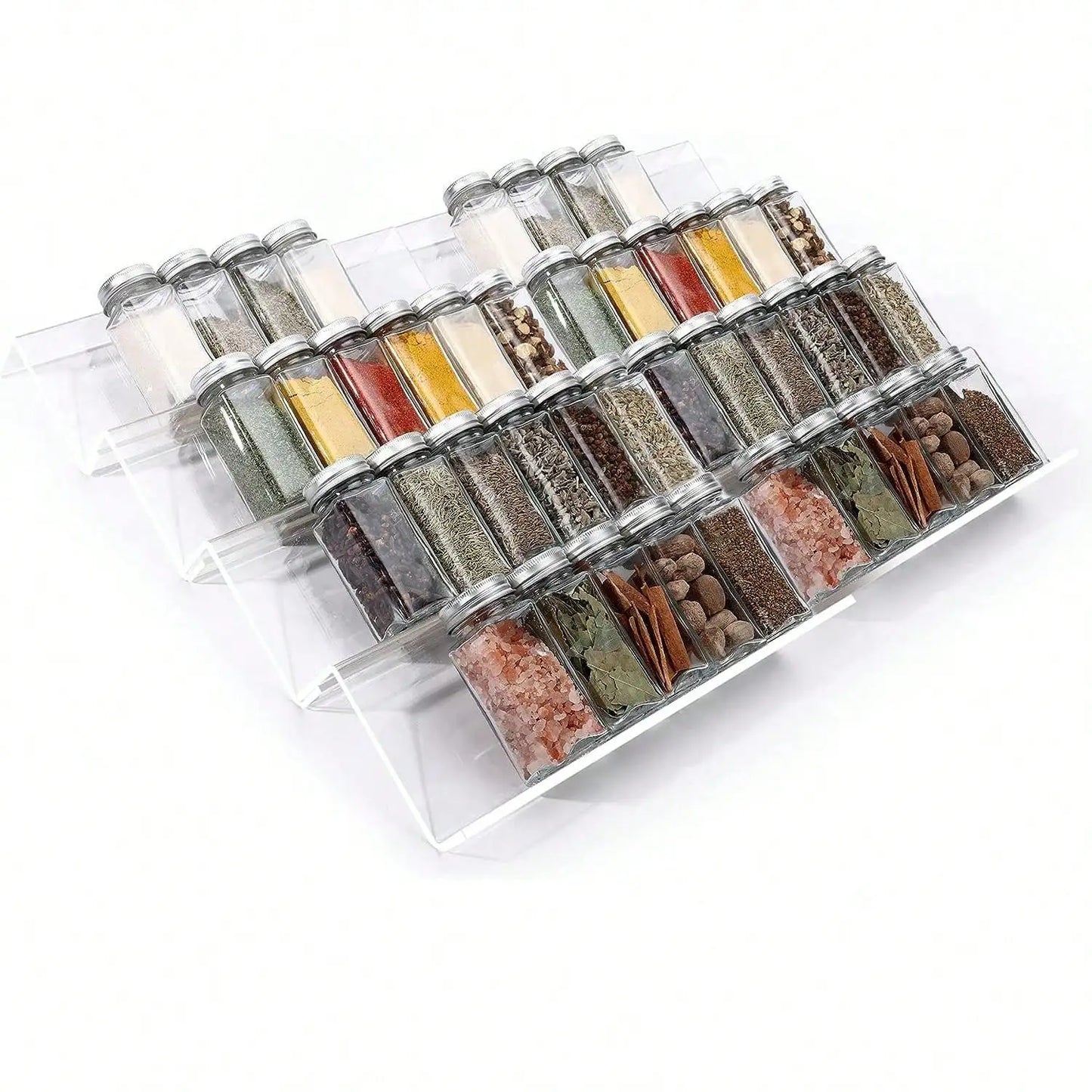Organisateur de tiroir pour épices en acrylique – Rack à épices incliné pour une lecture facile, disponible en clair et noir - Ustensile de chef