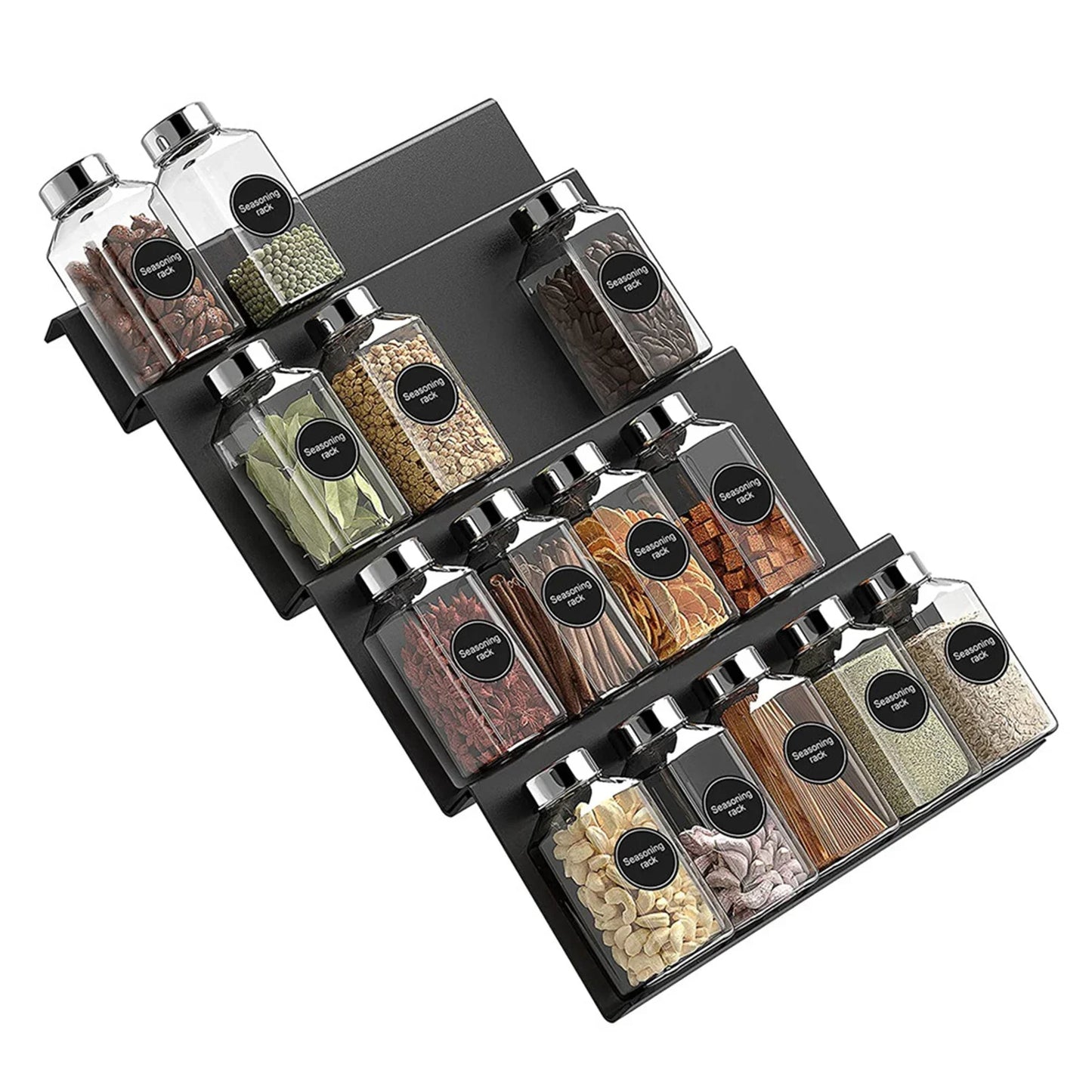 Organisateur de tiroir pour épices en acrylique – Rack à épices incliné pour une lecture facile, disponible en clair et noir - Ustensile de chef