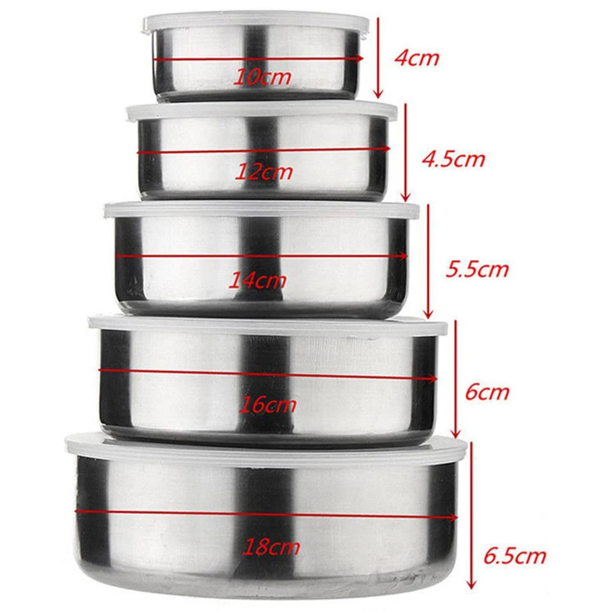 Set de Bols en Acier Inoxydable 5 Pièces – Bols Empilables Eco-Friendly pour Mélanger et Cuire - Ustensile de chef