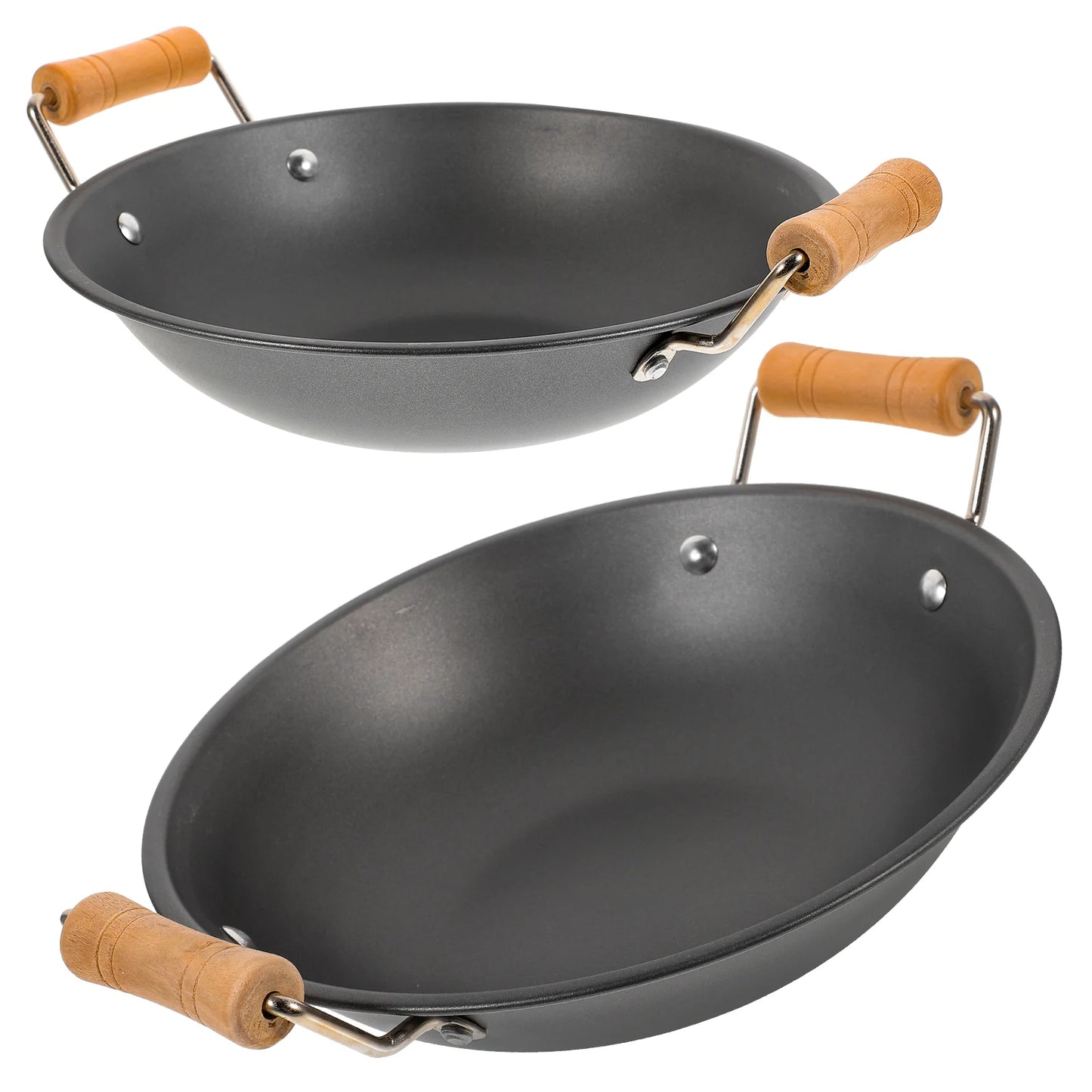 Wok en Métal avec Poignées en Bois – Idéal pour Soupe, Hot Pot et Cuisine à Gaz ou Électrique - Ustensile de chef