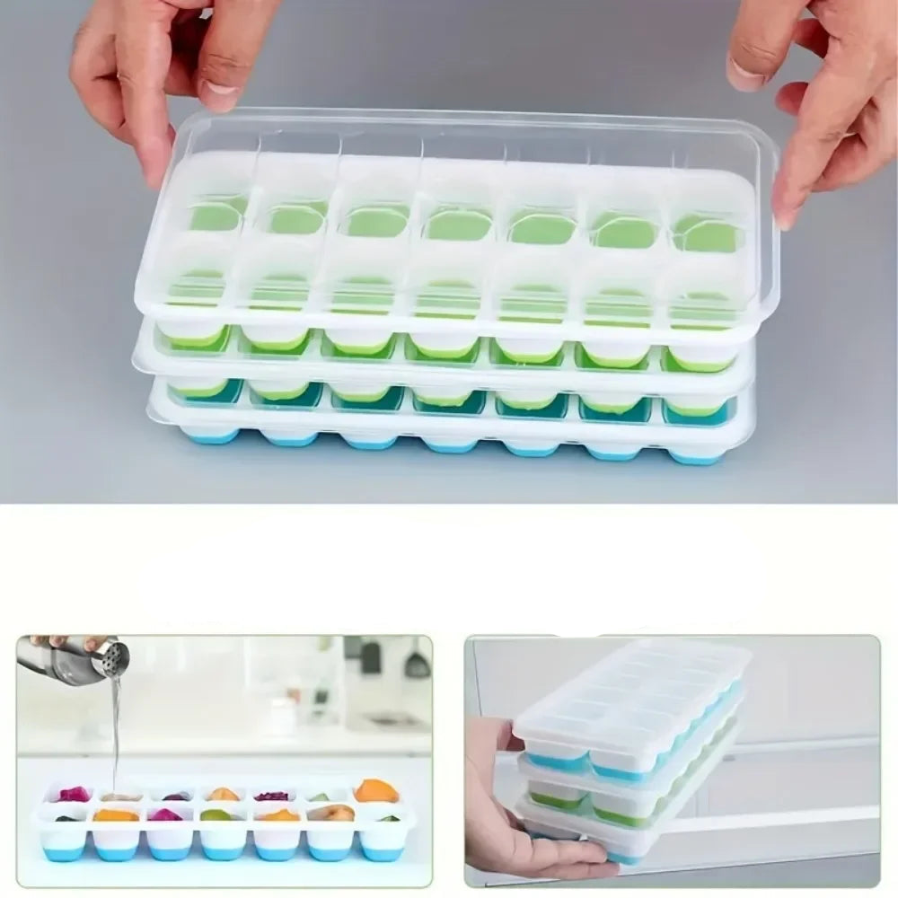 Moule à Glaçons 4PCS en Silicone avec Couvercle Anti-Fuite – 14 Glaces Faciles à Démouler – Écologique & Réutilisable - Ustensile de chef