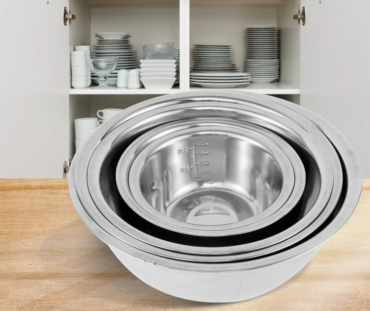 Set de Bols en Acier Inoxydable 5 Pièces – Bols Empilables Eco-Friendly pour Mélanger et Cuire - Ustensile de chef