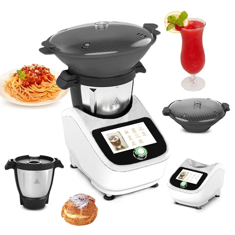 Robot de Cuisine Commercial avec Contrôle Wi-Fi et Recettes Digitales – Accessoires Inclus (Lame de Hachage, Couvercle Verrouillable, Spatule) - Ustensile de chef