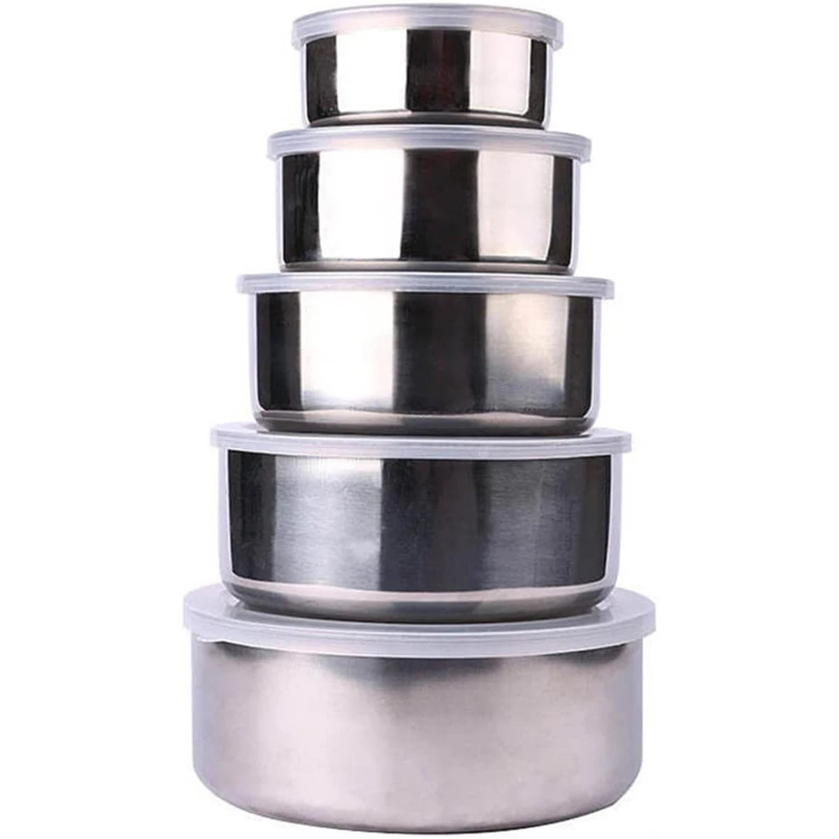 Set de Bols en Acier Inoxydable 5 Pièces – Bols Empilables Eco-Friendly pour Mélanger et Cuire - Ustensile de chef
