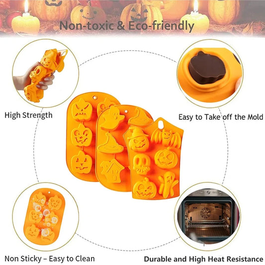 Set de 3 Moules Silicone Halloween – Chocolats & Bonbons