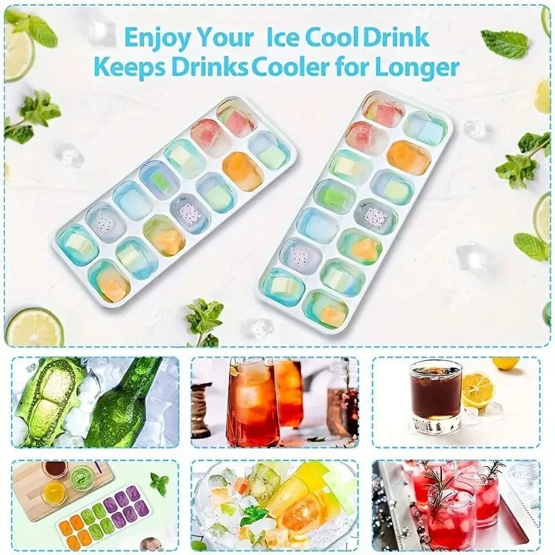 Moule à Glaçons 4PCS en Silicone avec Couvercle Anti-Fuite – 14 Glaces Faciles à Démouler – Écologique & Réutilisable - Ustensile de chef
