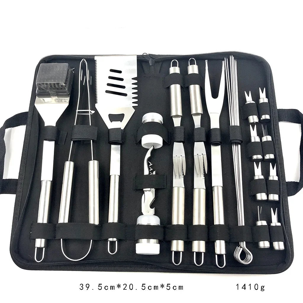 Kit d'Outils de Barbecue en Acier Inoxydable – Résistant à la Chaleur et Facile à Nettoyer, Pour 1 à 5 Personnes - Ustensile de chef