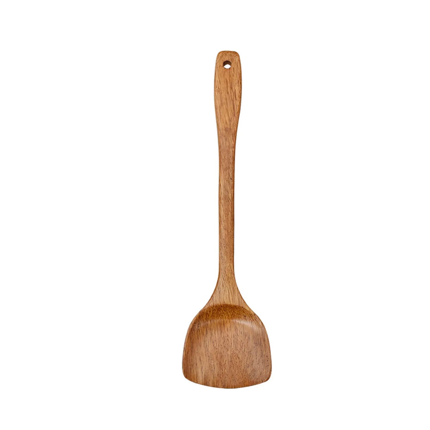 Ustensile de Cuisine en Bois – Cuillère ou Spatule Écologique. Cuillère spatule en bois clair avec manche et trou de suspension