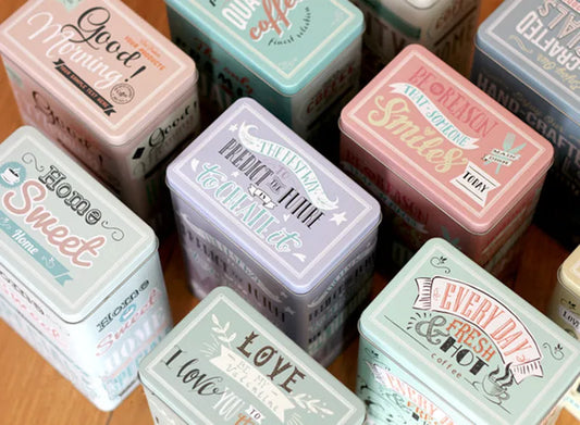Boîtes métal vintage pastel pour cuisine et rangement, Boîte métal hermétique vintage – Café, bonbons et snacks.