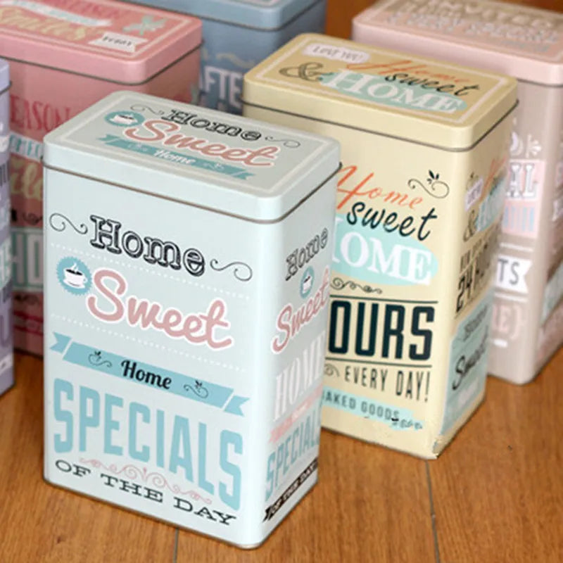 Boîte métal hermétique vintage – Café, bonbons et snacks. Boîte métallique rétro pastel pour rangement cuisine