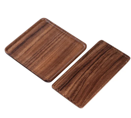 Plateau en Bois Noyer – Design Rétro et Pratique pour Cuisine. Lot de deux plateaux en noyer finition lisse pour servir