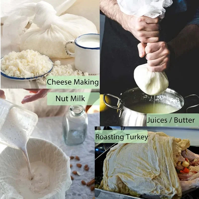 Ustensile de chef Toile Filtre Coton-Polyester – Filtres Cuisine et Pâtisserie. Pour fromages, laits végétaux, jus et rôtis