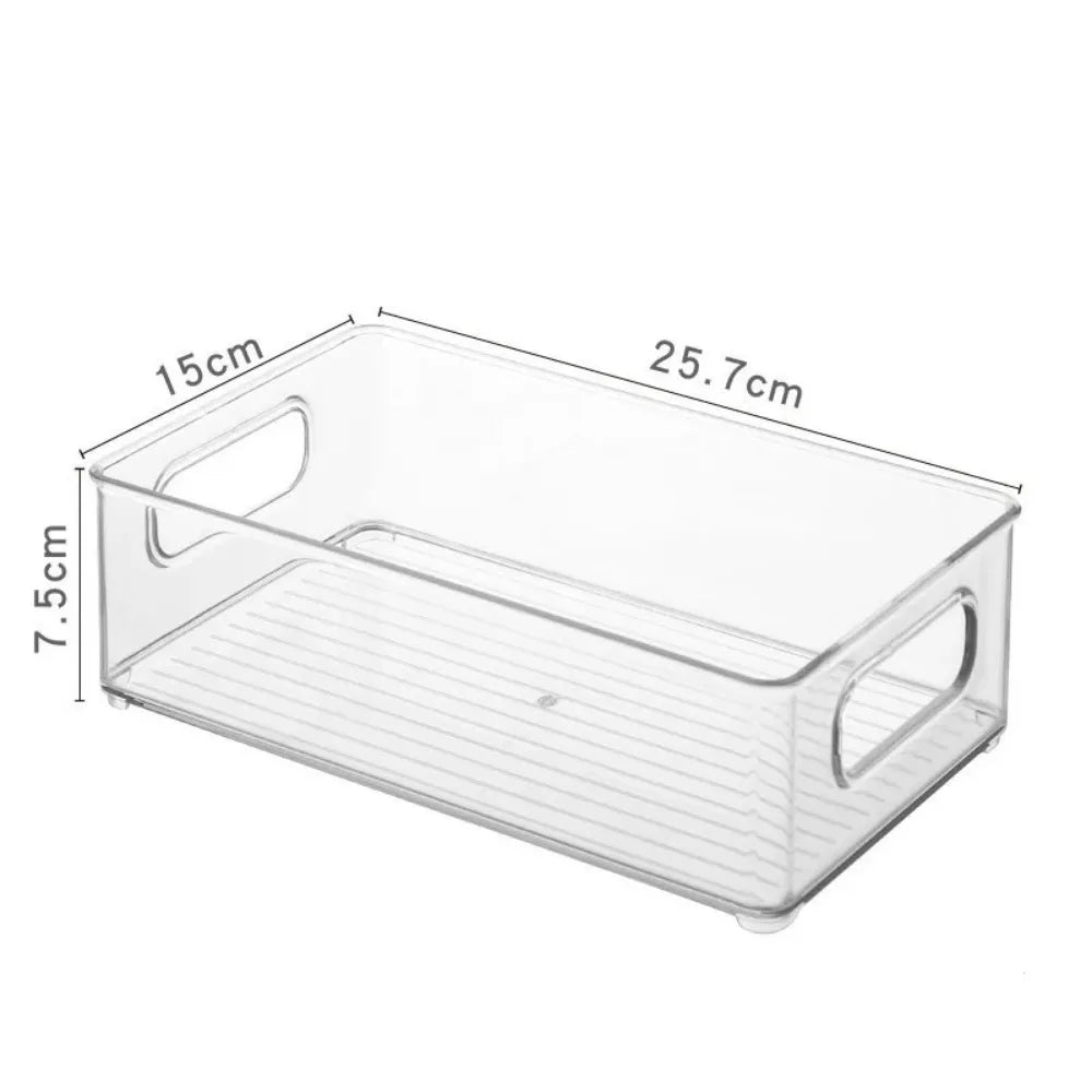 Bac de rangement empilable pour réfrigérateur – 25,5 × 15 × 7,5 cm en plastique transparent avec poignées pratiques