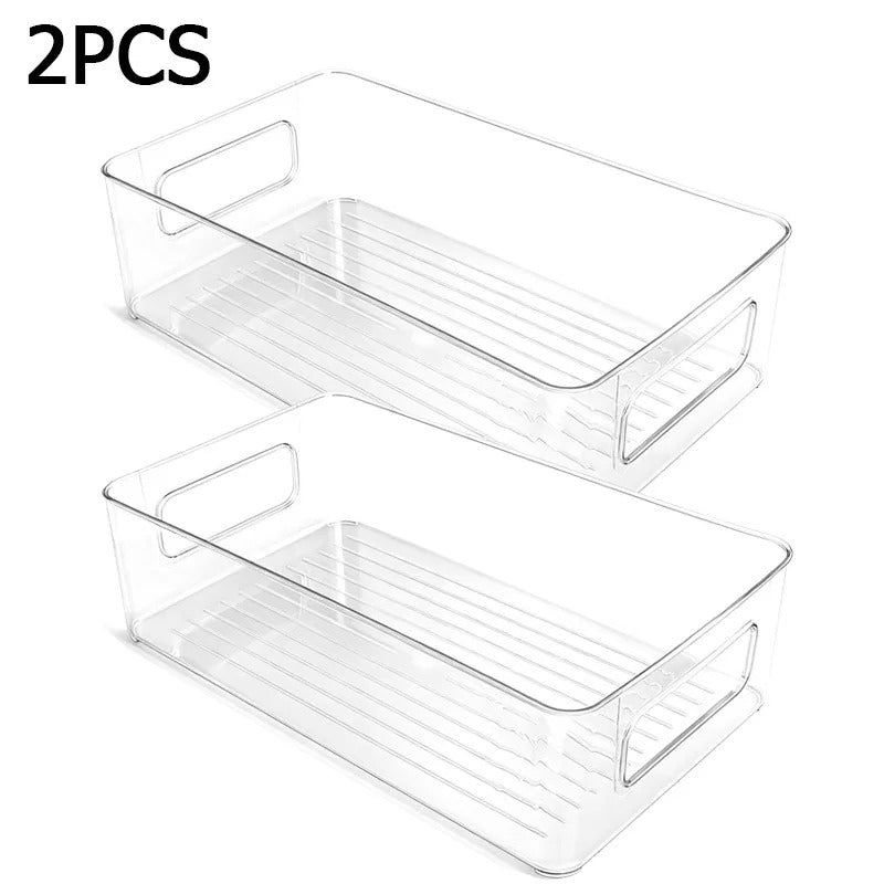 Bacs de Rangement Frigo Transparente – Lot de 2 ou 3, parfaits pour organiser votre réfrigérateur avec style.