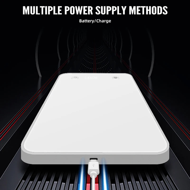 Balance de cuisine connectée Bluetooth blanche avec câble de charge USB et alimentation multiple