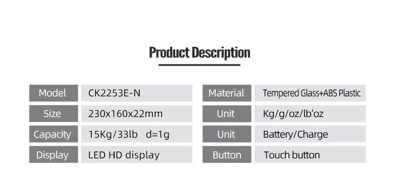 Balance de cuisine connectée Bluetooth Ustensile de chef avec écran LED HD et bouton tactile