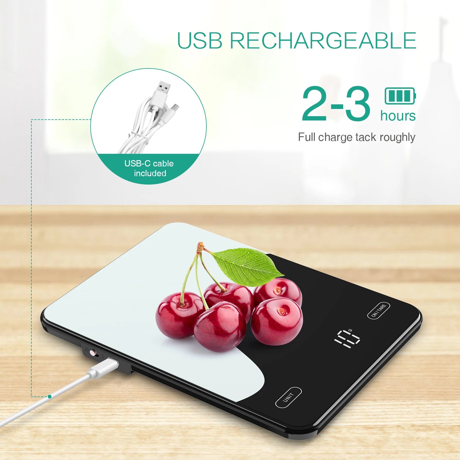 Balance de Cuisine Connectée – Smart Nutrition Scale 10kg avec écran numérique et recharge USB-C