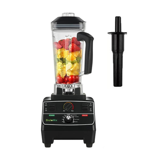Blender BioloMix 2200W – Smoothies, Soupes, Beurres avec couteau en acier inoxydable et poussoir noir
