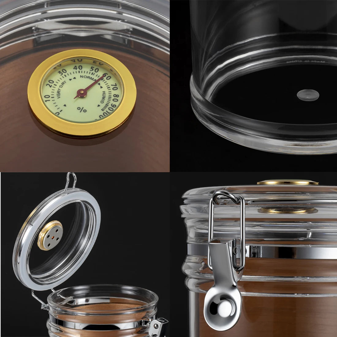 Détails du Bocal de Conservation avec Cèdre & Hygromètre de Ustensile de chef pour gadgets cuisine