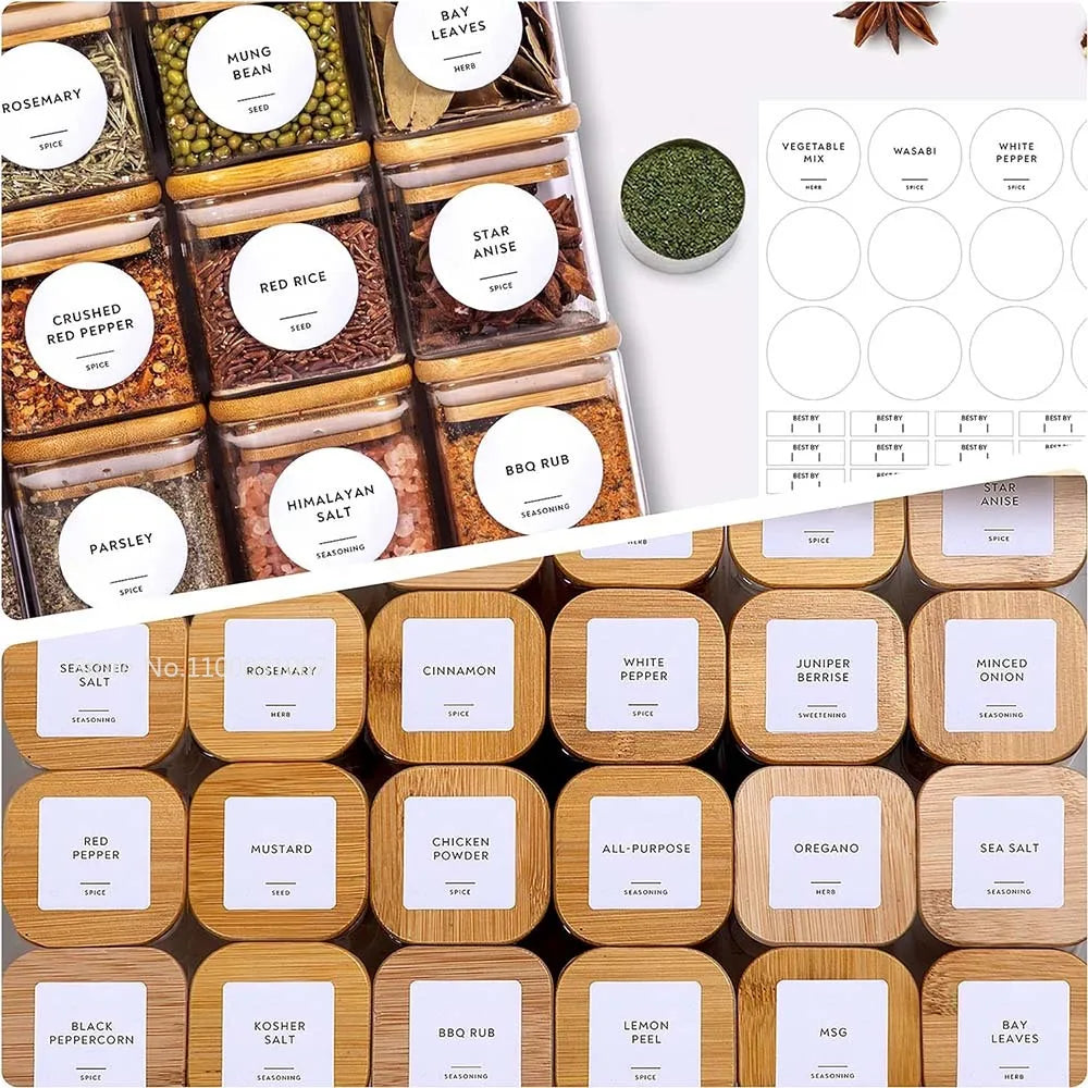 Bocal Hermétique en Verre Borosilicate avec Couvercle Bambou pour épices et condiments dans la cuisine