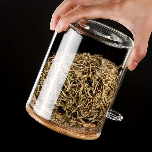 Bocaux en Verre Hermétiques Cuisine – Conservation Propre contenant des herbes séchées avec couvercle en bois